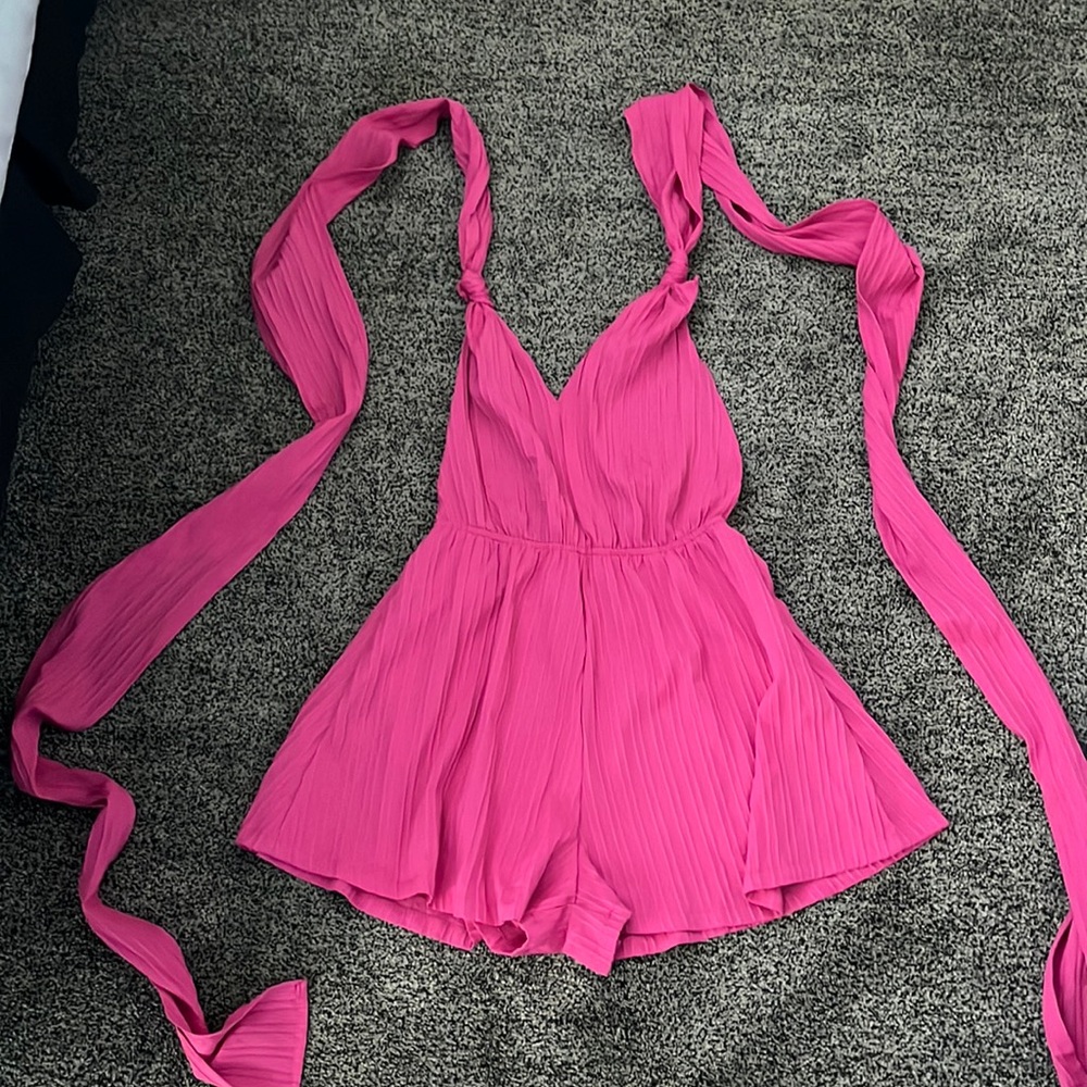Open back tie up romper
